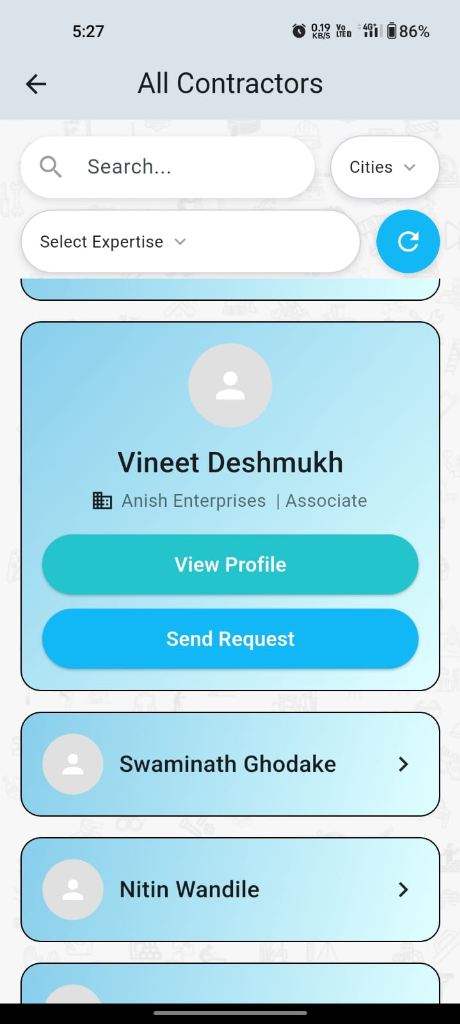 Constroplus All Contractors search and profile view