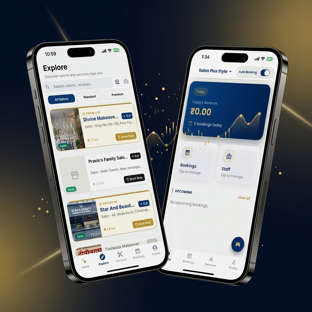 StylePlus Unit Salon Booking App Screenshots